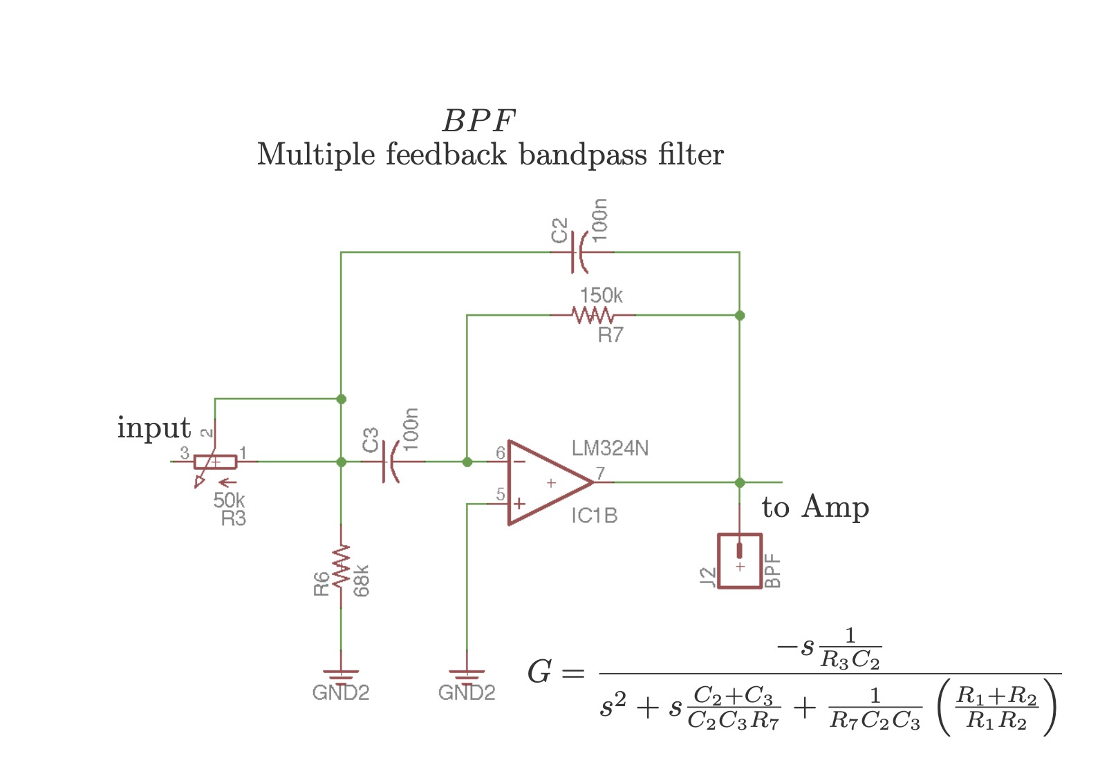 Multiple feedback band-pass filter